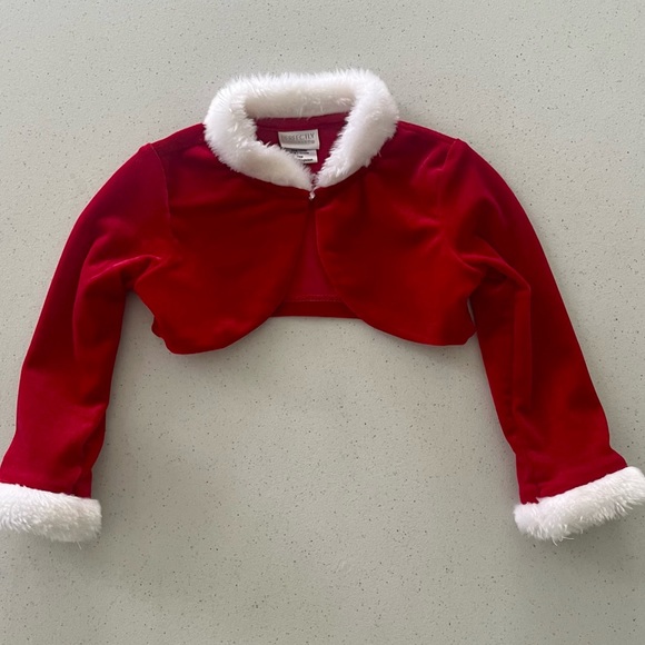 Perfectly Dressed red velvet baby jacket white fur trim coat 18M Santa Christmas - Picture 7 of 7
